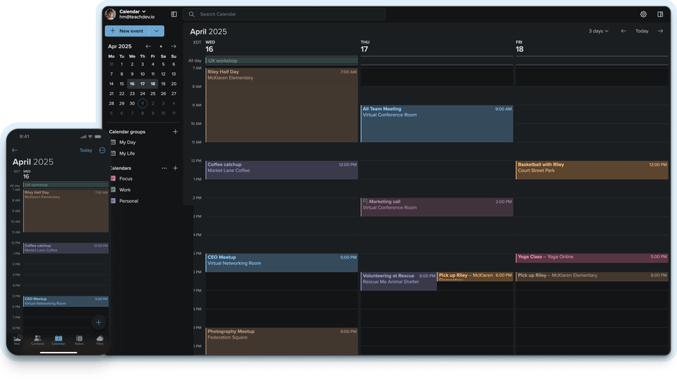 Screenshot of the Fastmail calendar app
