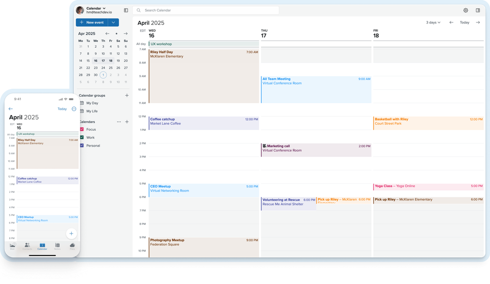 Screenshot of the Fastmail calendar app
