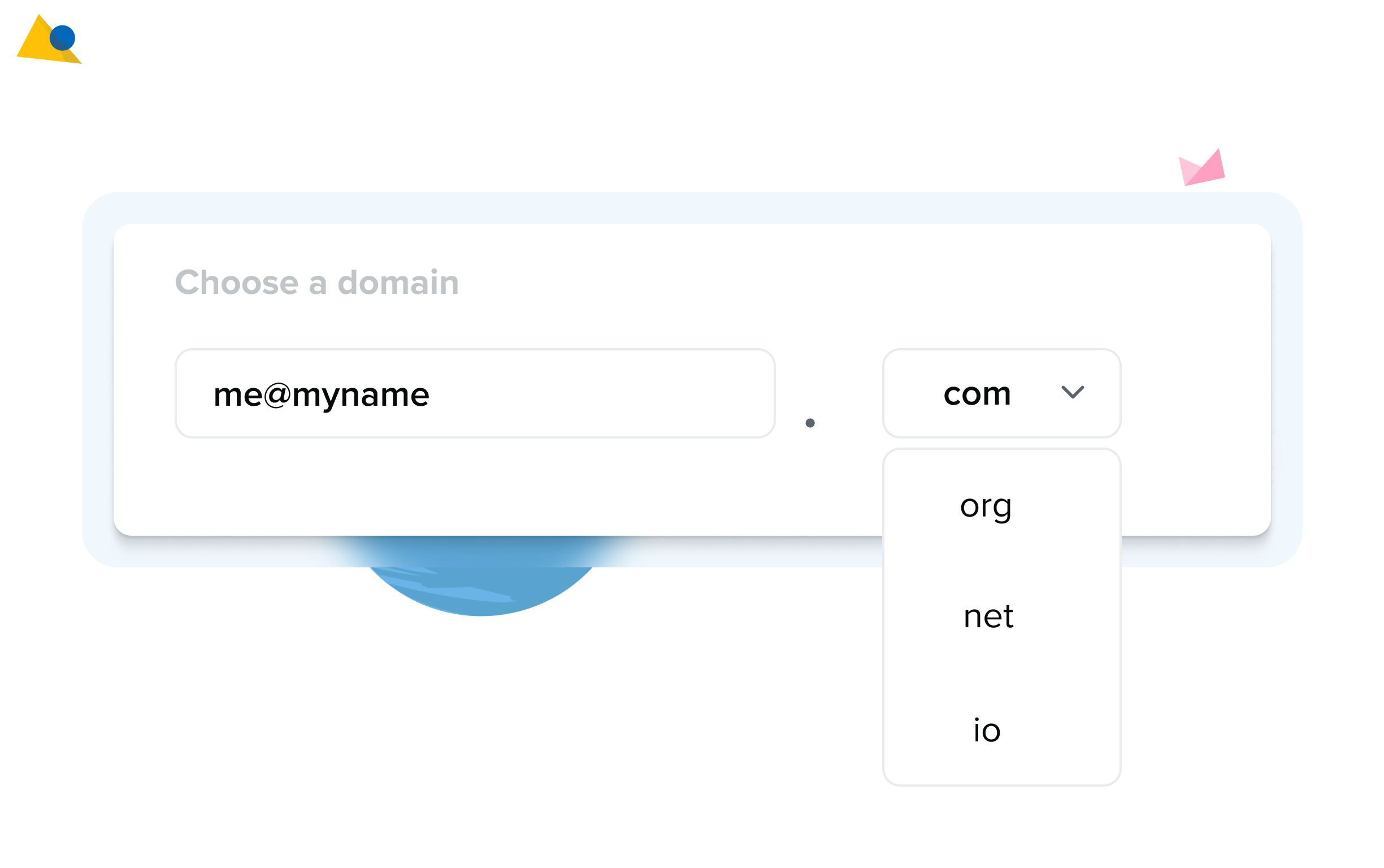 A decorative image showing examples of email addresses with custom domains, including: you@yourcompany.com, ed@yourcompany.com, hannah@yourcompany.com, sales@yourcompany.com