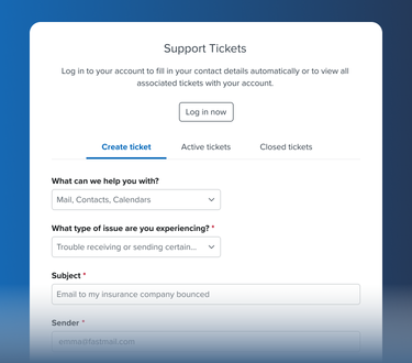 Create a support ticket