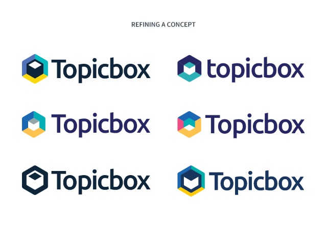 second round of topicbox logo ideas in colour